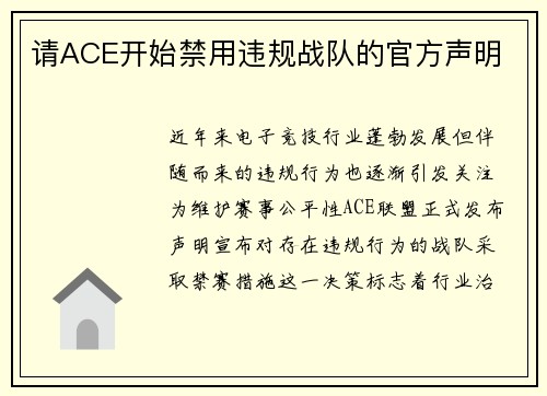请ACE开始禁用违规战队的官方声明